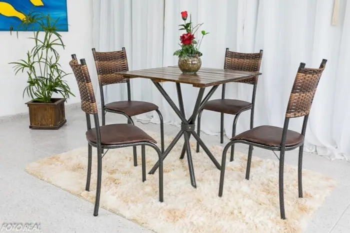 Mesa de Cozinha Valença Tampo Madeira 75X75 - Frete Grátis - 10x S/ Juros - Receba Hoje