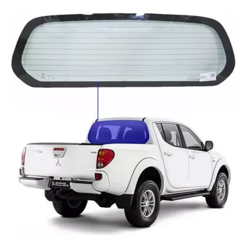 Vidro Mitsubishi L200 Triton Vigia 2008 à 2017 - Verde- Desembaçador Térmico/ Serigrafia