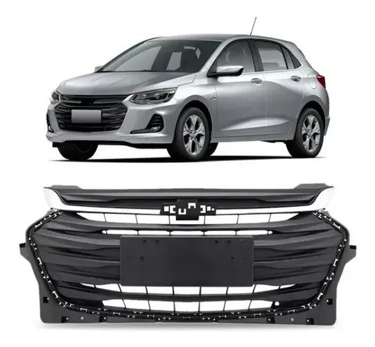 Grade Parachoque Chevrolet Onix 2020 - Friso Inferior Preto / Superior Cromado - Fipparts