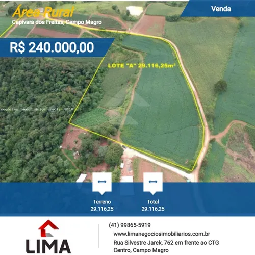 Área Rural 29.116m de plantio a Venda no bairro Capivara dos Freitas, Campo Magro-PR