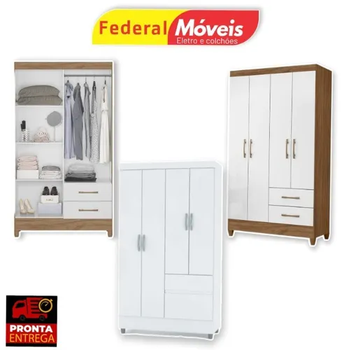 Guarda Roupas Ideal 4 Portas 2 Gavetas - Fazemos Entrega - Fazemos crediario
