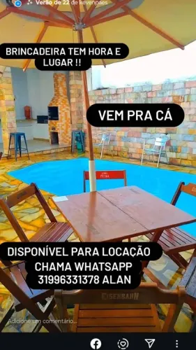 Espaço para festa com piscina a 20 minutos da praça sete 250,00 diária mas fotos