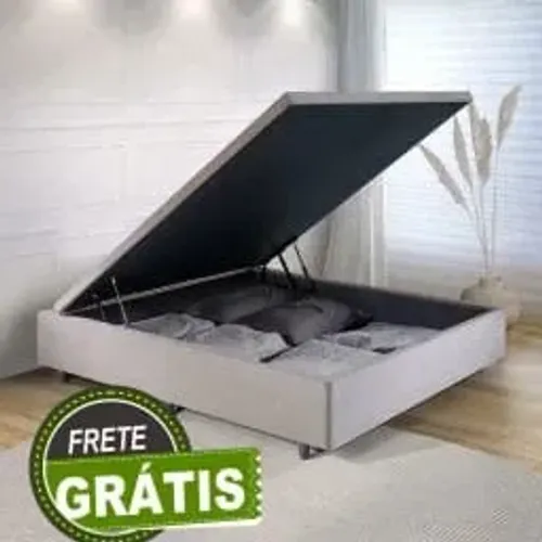 Frete Grátis! Base Baú Casal 1.38m - Elegância e Amplo Espaço