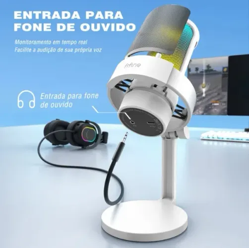 Microfone Fifine Ampli-Game A8 Condensador Cardioide cor white Branco (SEM SUPORTE)