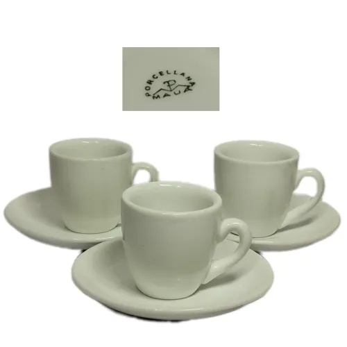 Jogo com 3 Xícaras de Café Porcelana Mauá Antiga 