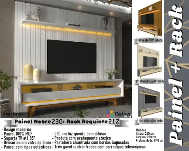 sala rack painel home ripado 