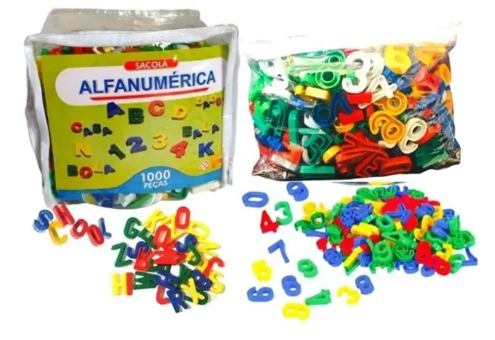 1000 peças Letras e Números para Brincar e Aprender