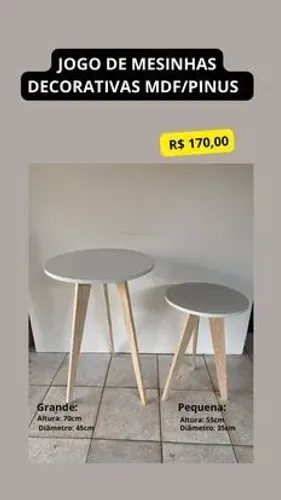 Jogo de Mesinhas Decorativas MDF/Pinus - Grande e Pequena