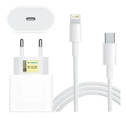 Kit Carregador Para Celular Ios Cabo Lightning 1m + Fonte Tipo-c 25w 