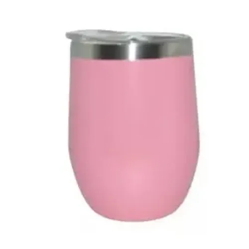 Copo Cuia Térmico Inox Rosa Bebê com Tampa Antivazamento 360ml