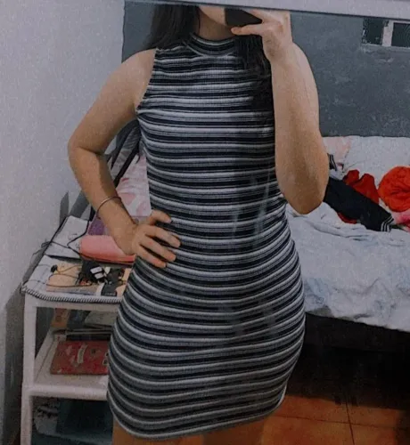 Vestido listrado canelado