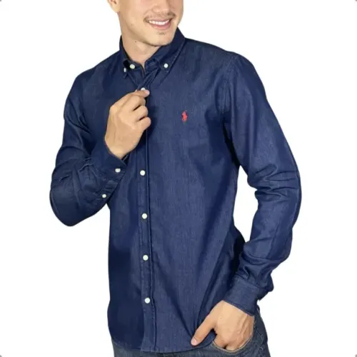 Camisa Social Manga Longa Jeans Polo Ralph Lauren - Azul - Tam. L (G)