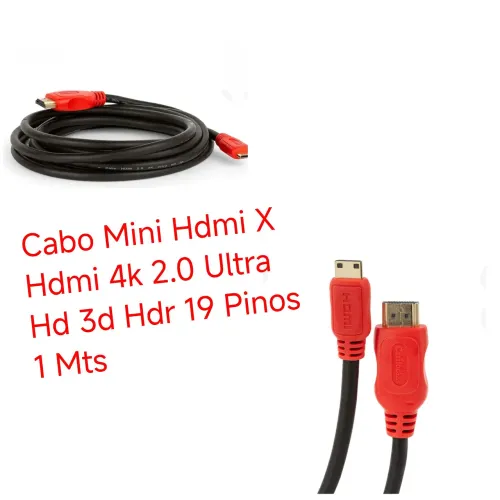 Cabo Mini Hdmi X Hdmi 4k 2.0 Ultra Hd 3d Hdr 19 Pinos 1 Mts