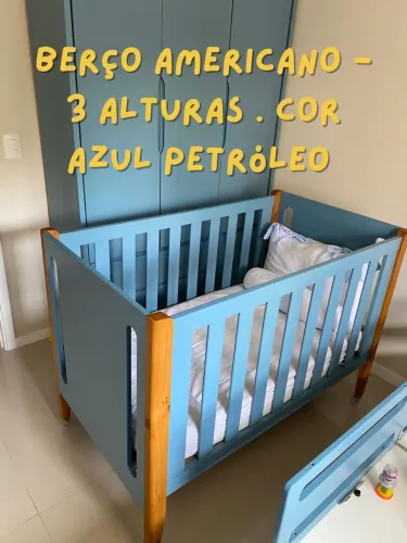 Berço Americano Azul Petróleo 3 Alturas TOM