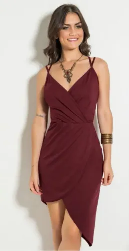 Vestido Vinho Assimétrico G
