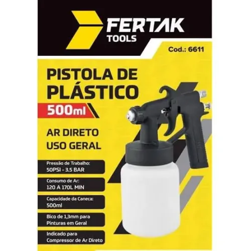 Pistola de pintura 500ml plástico 6611 Fertak 