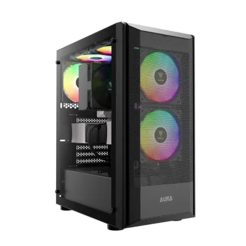 Gabinete Gamer Gamdias Aura GC6 Black Com 3 Fans RGB - ATX, Micro-ATX e Mini-ITX - WZetta