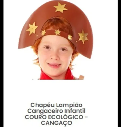 Chapéu Lampião Cangaceiro Infantil Couro Ecológico