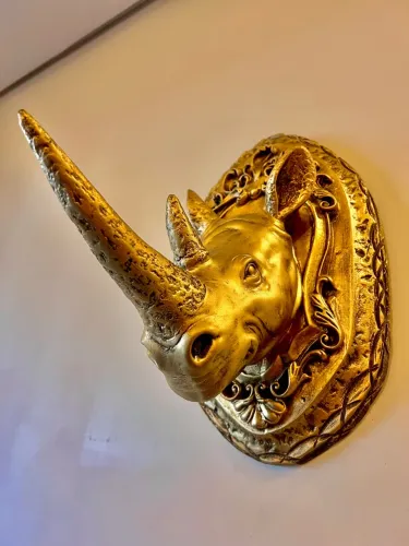 Estátua Cabeça Rinoceronte 3D Parede Quadro Decor Luxo