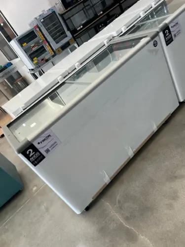 Freezer horizontal 503L tampa de vidro dupla função - pronta entrega 