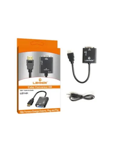 CABO ADAPTADOR CONVERSOR HDMI PARA VGA COM AUDIO LEHMOX LEY-01