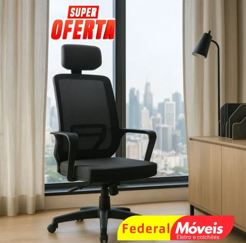 Cadeira Giratória Presidente com apoio de cabeça - Estilo e bem-estar no seu dia a dia!