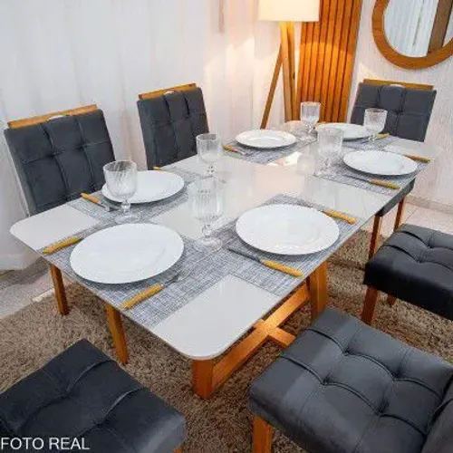 MESA DE JANTAR ALTAMENTE ELEGANTE COM DESIGN ARROJADO CADEIRAS EM MADEIRA JA MONTADAS!RFT