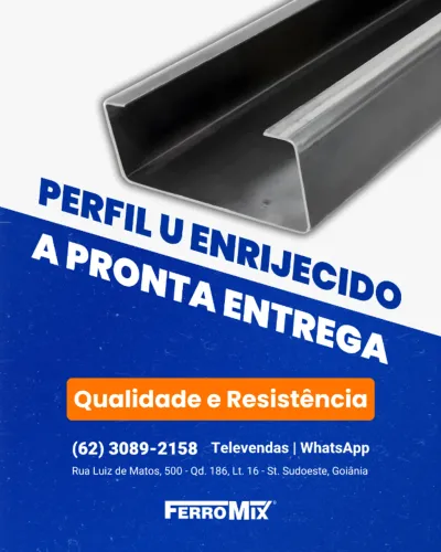 Ferro e Aço - Perfil U Enrijecido - Barras de 6 metros - Parcelado em até 10x sem juros