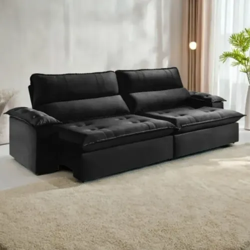 Sofá Retrátil e Reclinável Kiara 2,50 cm Pronta Entrega