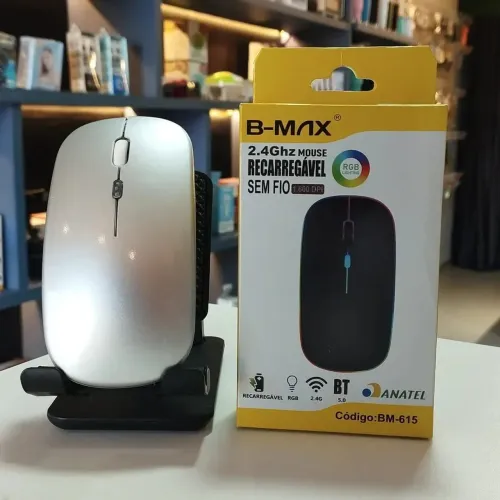 Mouse Bluetooth 5.0 RGB Sem Fio Recarregável B-MAX BM-615