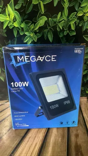 Refletor Led Mini IP66 Branco Frio Bivolt Preto 100W Unidade.