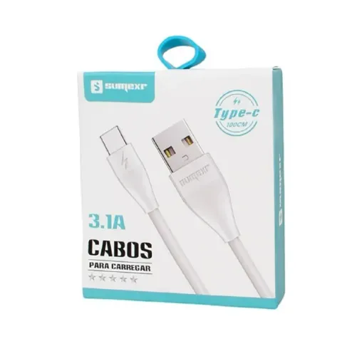 Cabo USB 1 Metro Carregamento Turbo Tipo C 3.1A