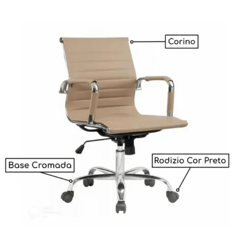 Cadeira Diretor Charles Eames Esteirinha Fendi Conforto Ergonômico PME Modelo 32890