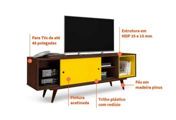 Rack sala estilo retro pé palito