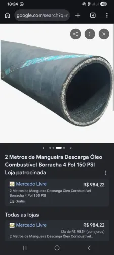 Mangueira descarga de combustível e óleo 4 polegadas