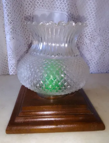 Castiçal Art Deco Madeira nobre Manga vidro translucido padrão Bico de jaca ans 50