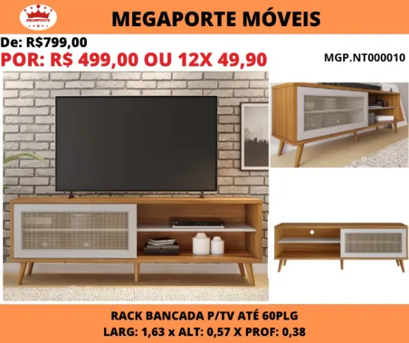 Rack 1,63 para Tv até 60 Polegadas