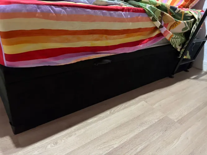 Cama Box Baú Solteiro Suede Preto. 1un