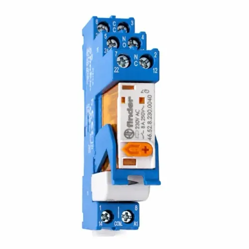 Relé Finder 46.52 230V AC com Base Soquete 97.02 Trilho DIN Original
