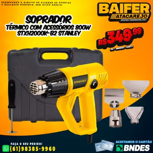 Soprador Térmico Com Acessórios Elétrico 800W STXH2000K-B2 Stanley