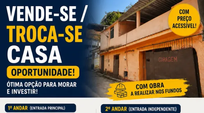 Casa 2 andares c/ garagem + terraço e entrada independente - Candelária