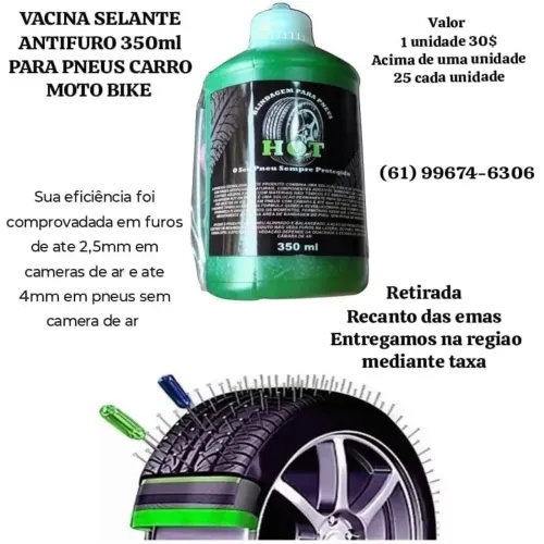 Vacina Selante Antifurto 350ml Para Pneus De Carros Motos e Bicicletas