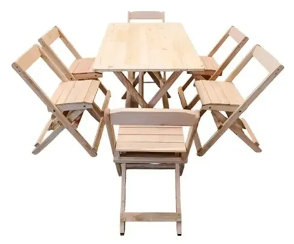 Conjunto Mesa Jogo Dobrável Bar 120x70 C/6 Cadeiras Madeira