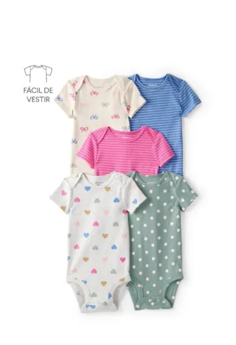 Kit body Carter's bebê 5 peças laços coração - 6 mesesmulticor | Carter's