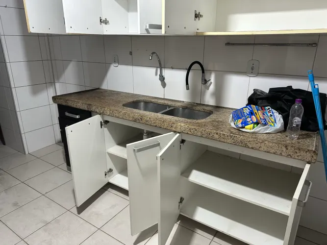 Bancada mármore c/ cubas