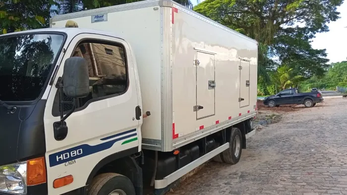 Caminhão com baú sorveteiro Fibrasil 