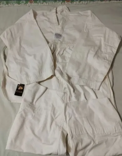 Kimono de taekwondo + faixas branca e amarela
