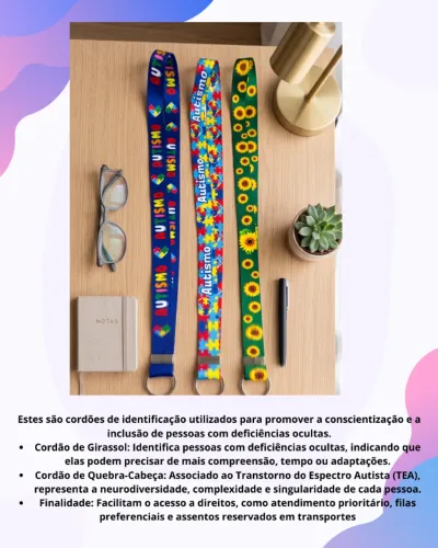 Cordão Autismo E Cordão Girassol Para Identificação E Prioridade - Novo