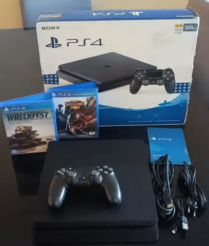 Ps4 Slim + Controle Original + 2 jogos (Com lacre da Sony)