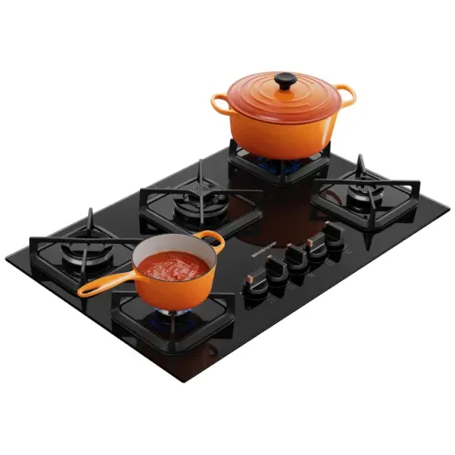 Cooktop Brastemp 5 Bocas a Gás, Grades de Ferro Fundido e Chamas Especiais mod BDD75AEUNA